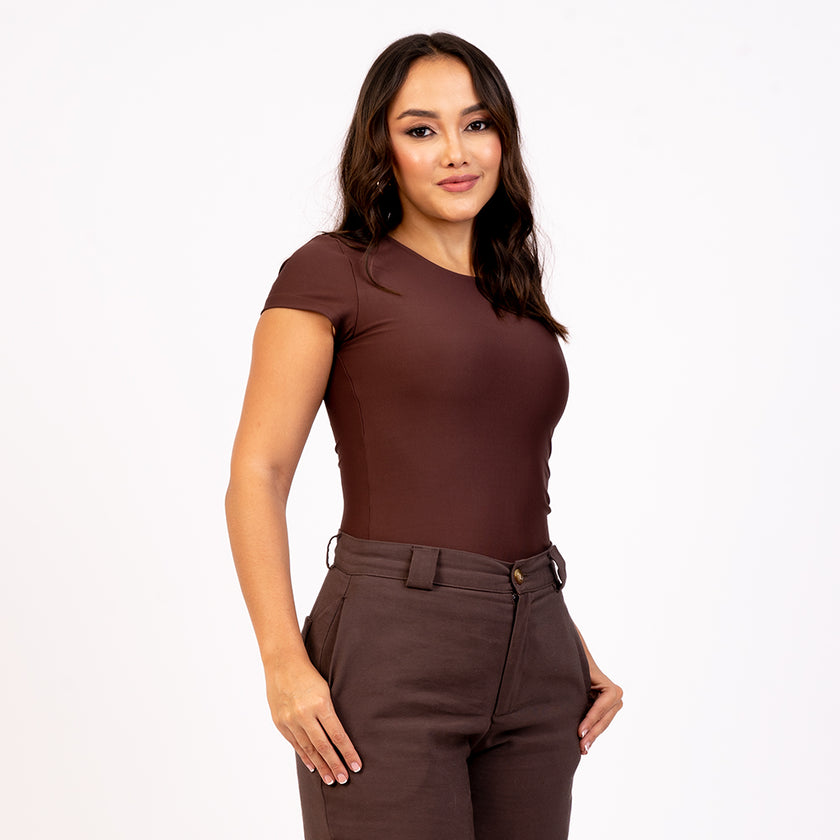 Blusa manga corta cuello alto