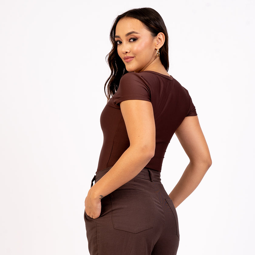 Blusa manga corta cuello alto