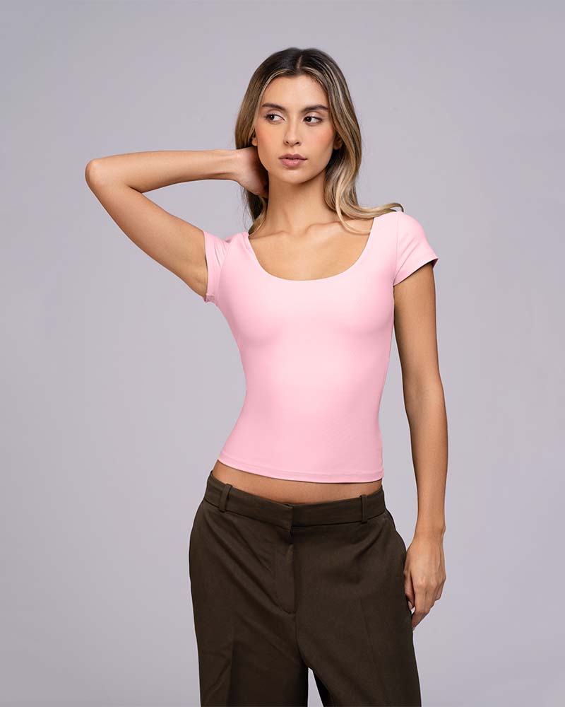 Blusa manga corte escote redondo