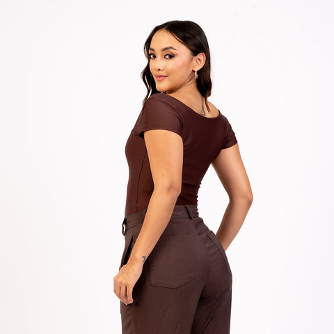 Blusa manga corta escote cuadrado