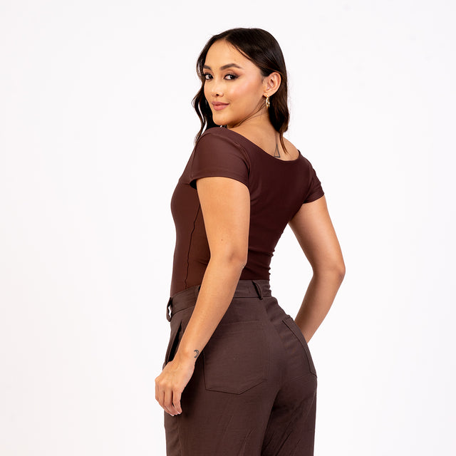 Blusa manga corta escote cuadrado