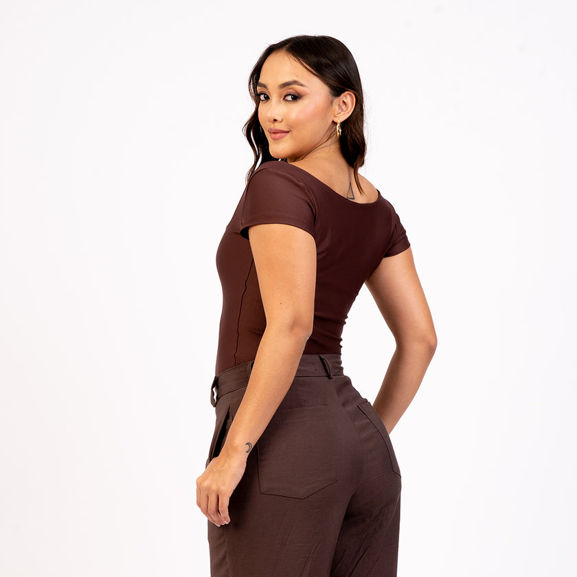 Blusa manga corta escote cuadrado