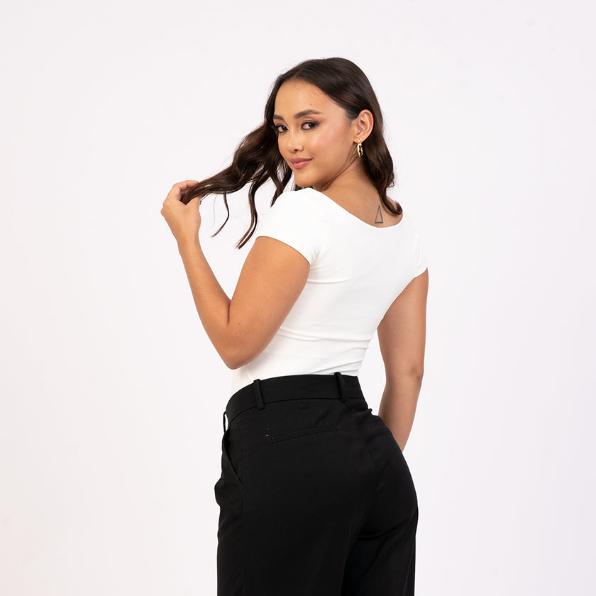 Blusa manga corta escote cuadrado