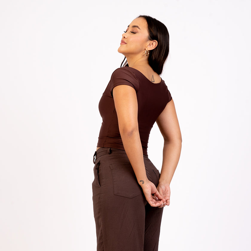 Crop Top Manga Corta Escote Cuadrado