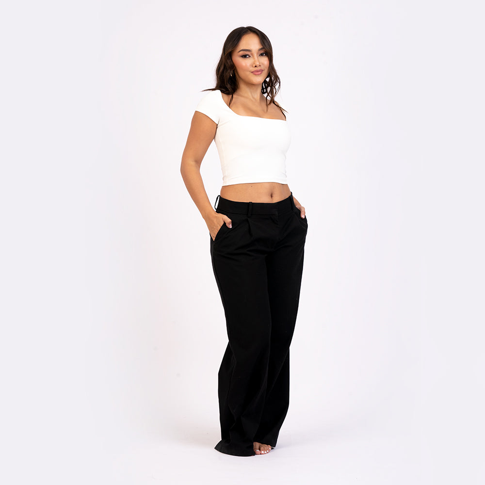 Crop Top Manga Corta Escote Cuadrado