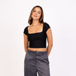 Crop Top Manga Corta Escote Cuadrado