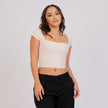 Crop Top Manga Corta Escote Cuadrado