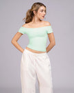 Blusa manga corta estilo off shoulder