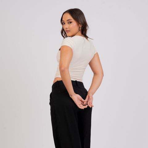 Crop top manga corta