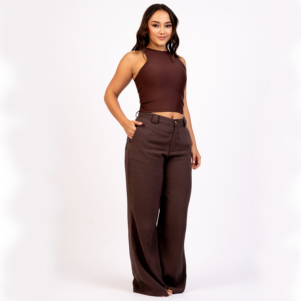 Crop top manga sisa cuello alto