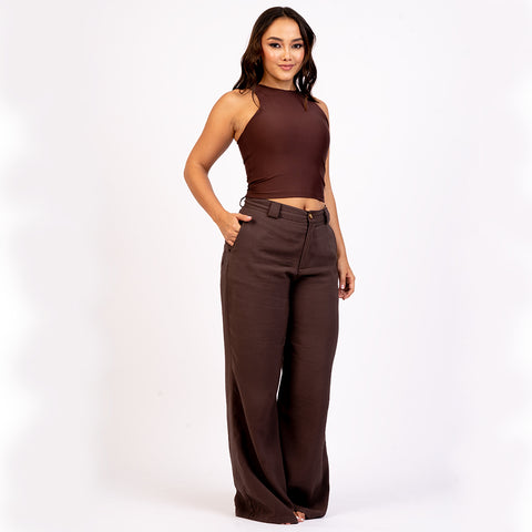 Crop top manga sisa cuello alto