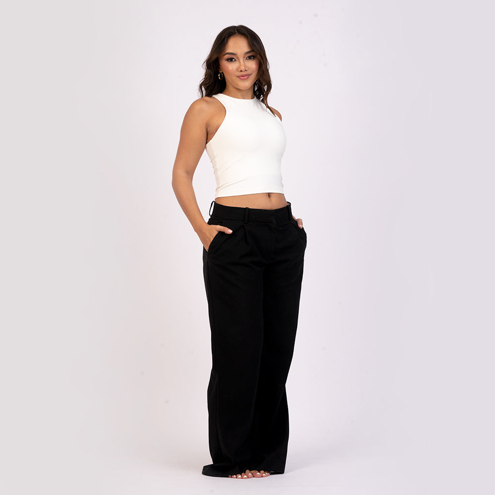 Crop top manga sisa cuello alto