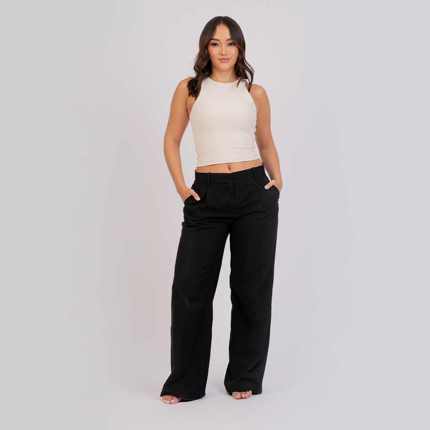 Crop top manga sisa cuello alto