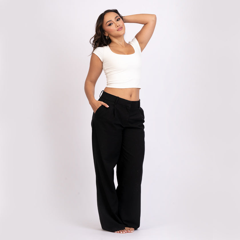 Crop top manga corta escote redondo
