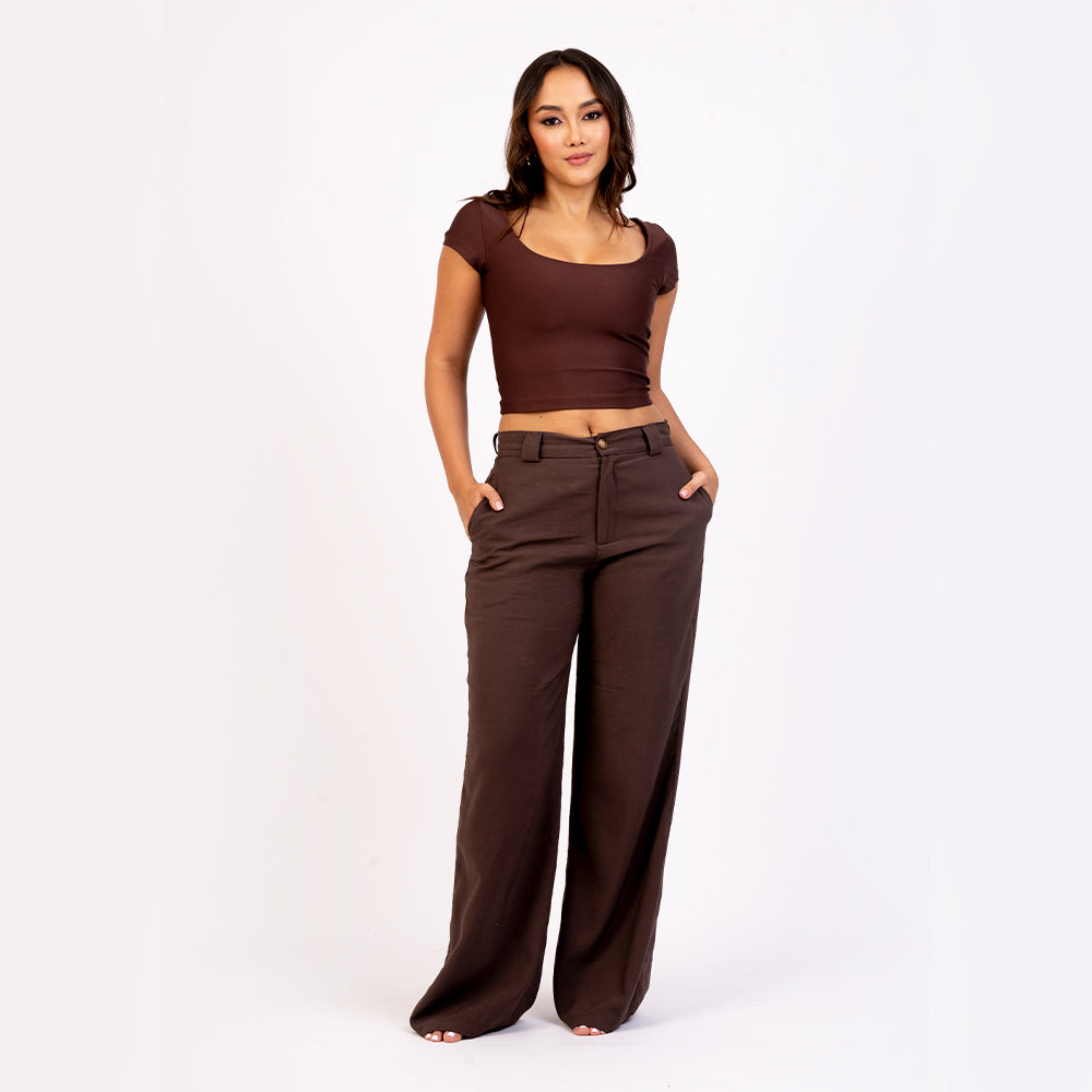 Crop top manga corta escote redondo