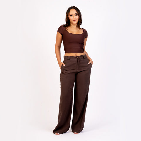 Crop top manga corta escote redondo