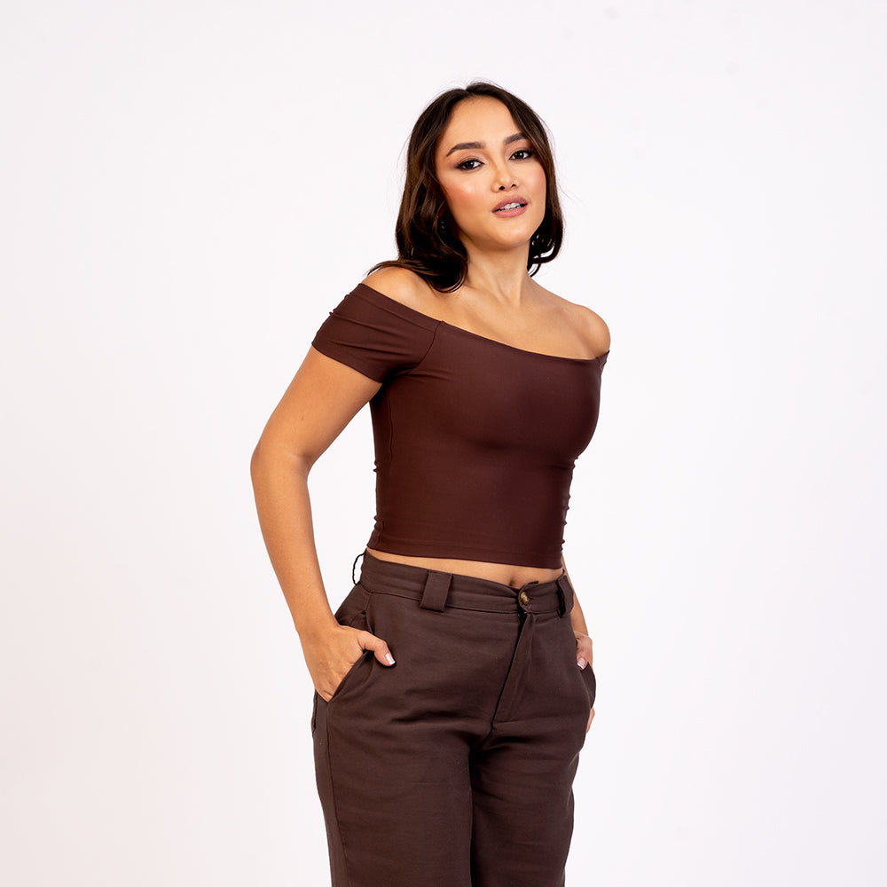 Crop top off shoulder