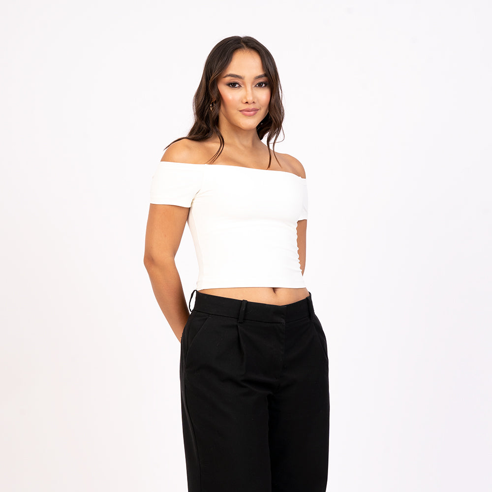 Crop top off shoulder
