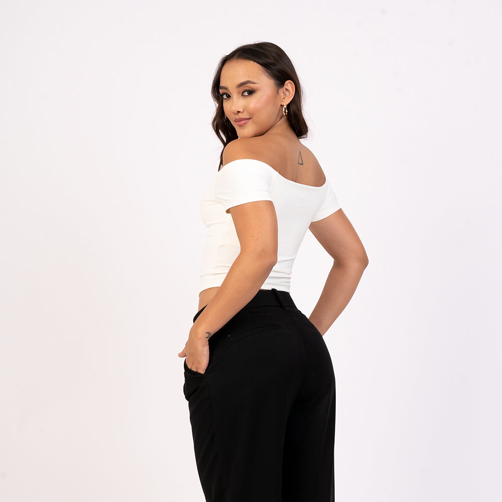 Crop top off shoulder