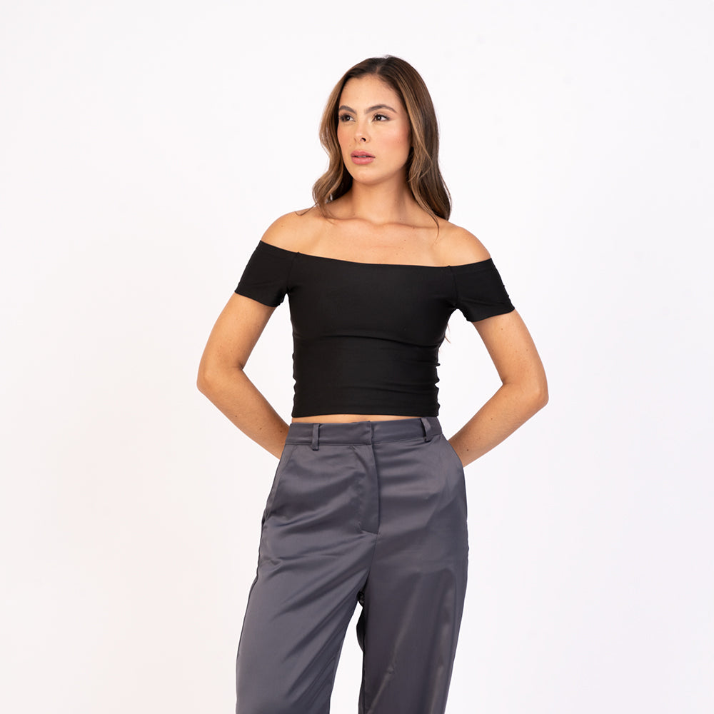 Crop top off shoulder