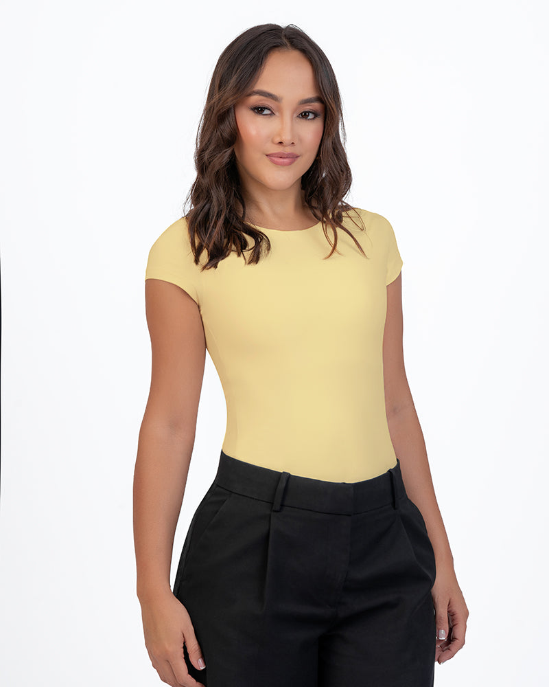 Blusa manga corta cuello alto