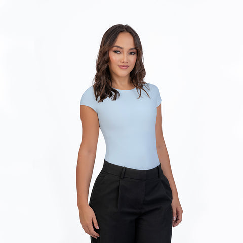 Blusa manga corta cuello alto