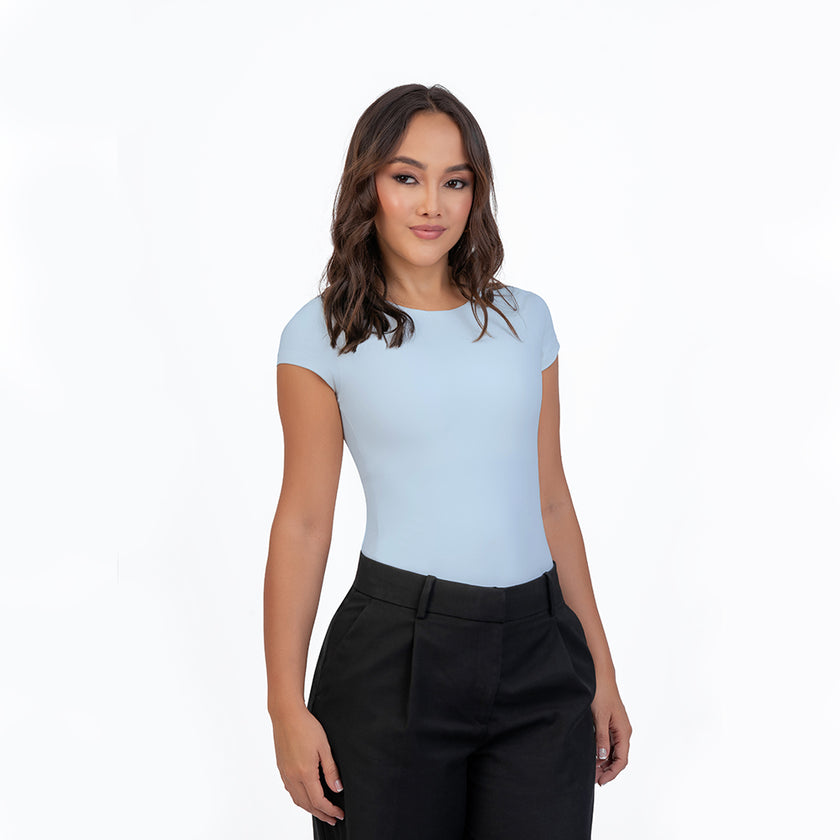 Blusa manga corta cuello alto