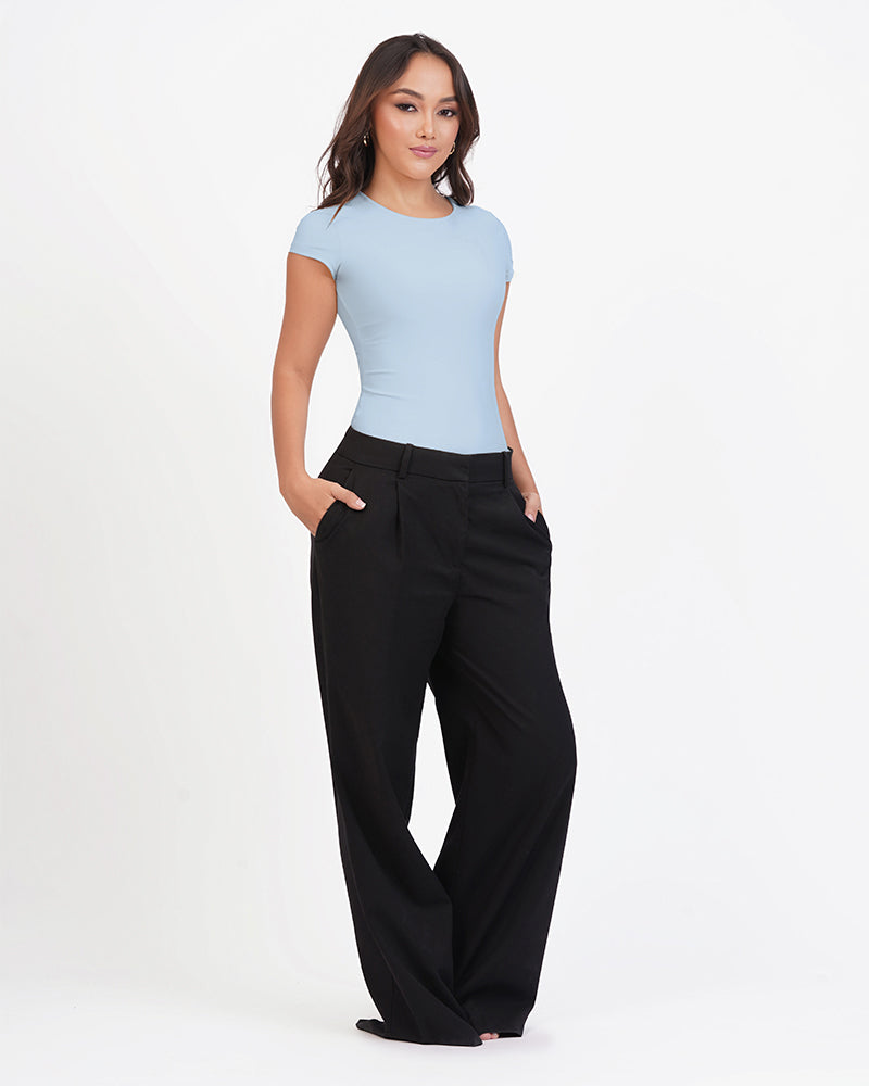 Blusa manga corta cuello alto