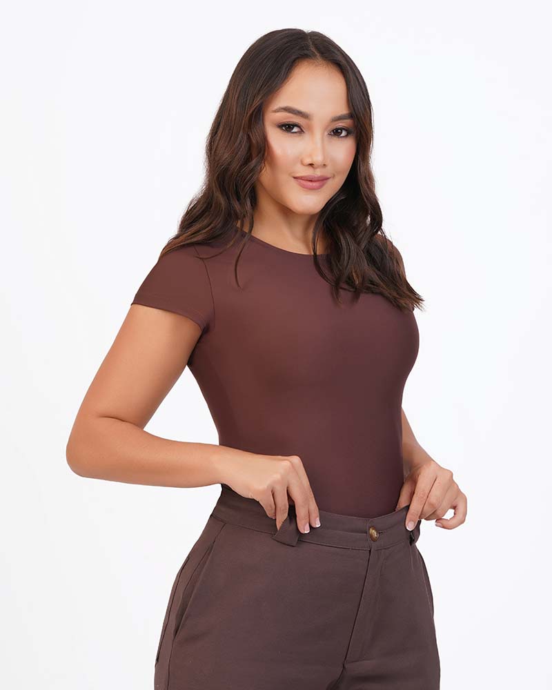 Blusa manga corta cuello alto