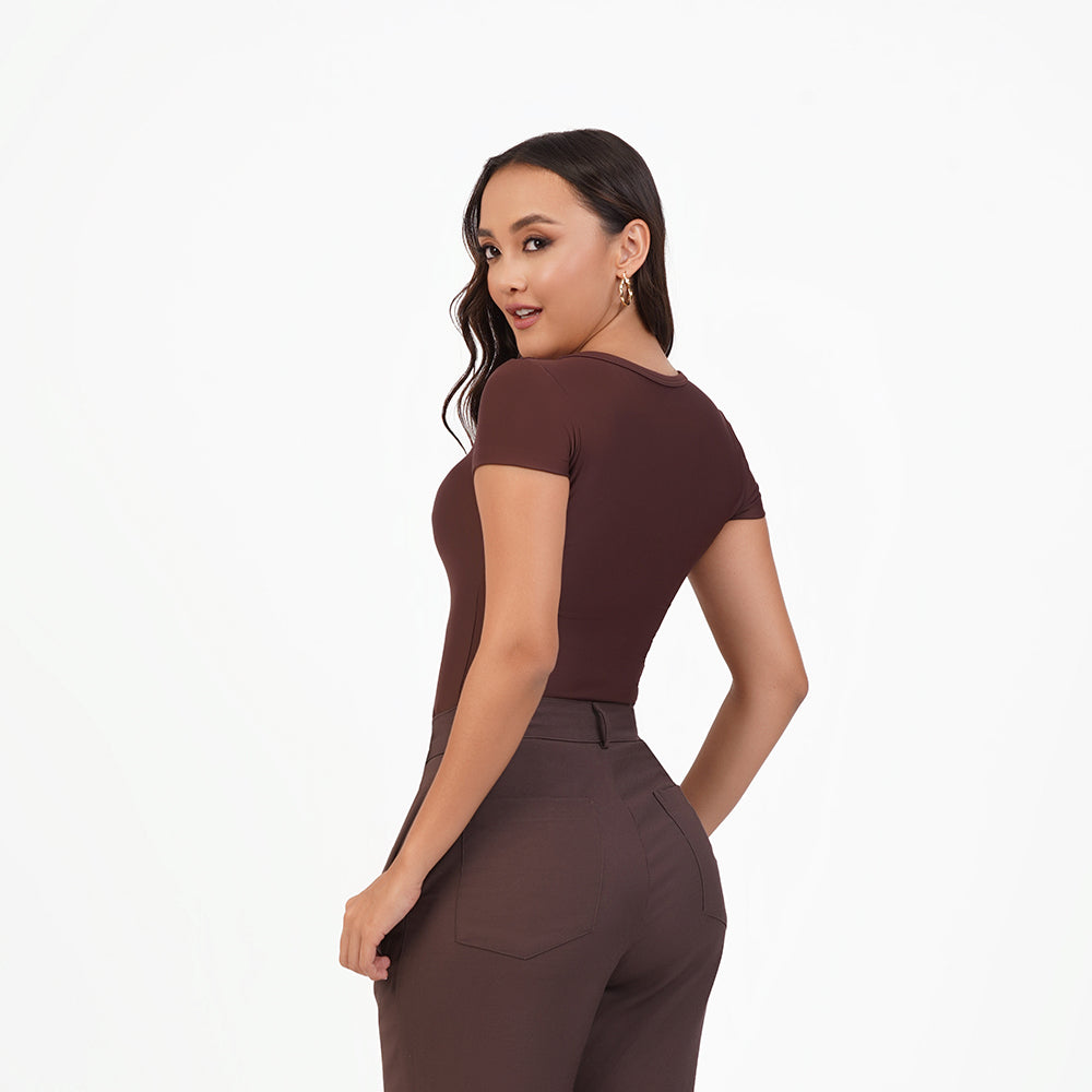 Blusa manga corta cuello alto