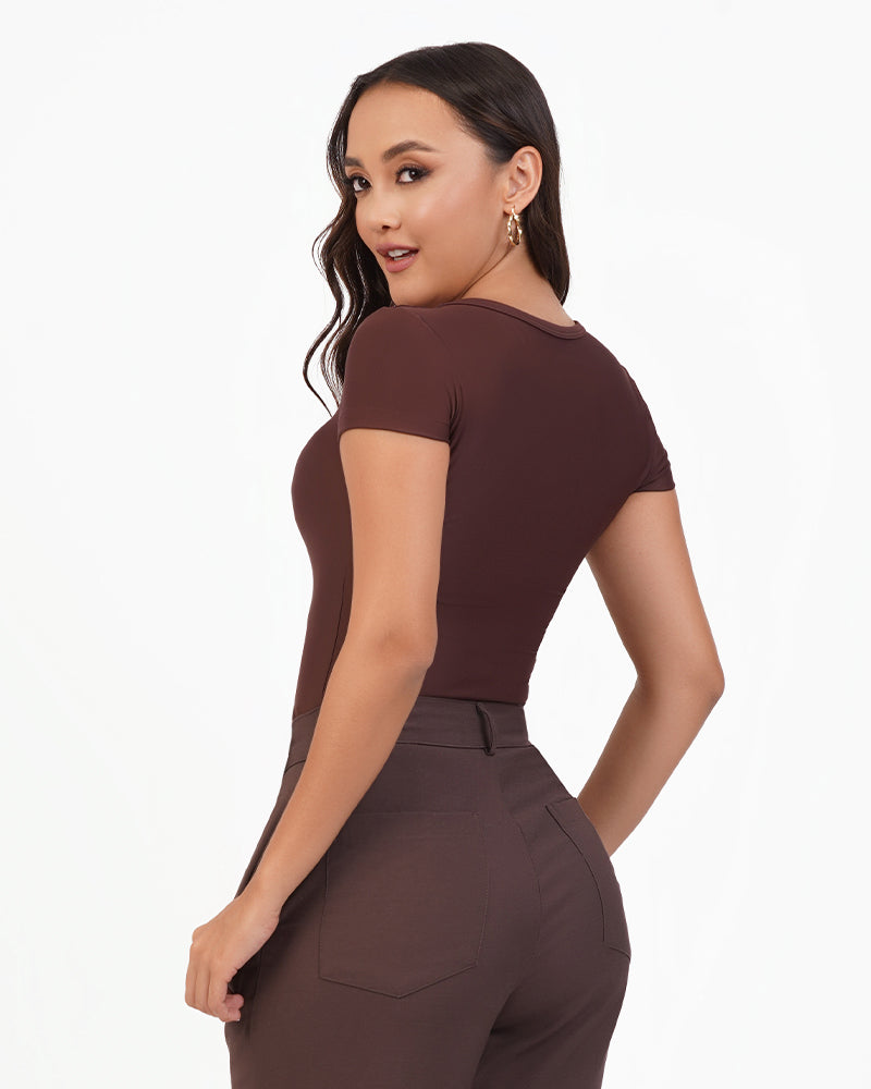 Blusa manga corta cuello alto