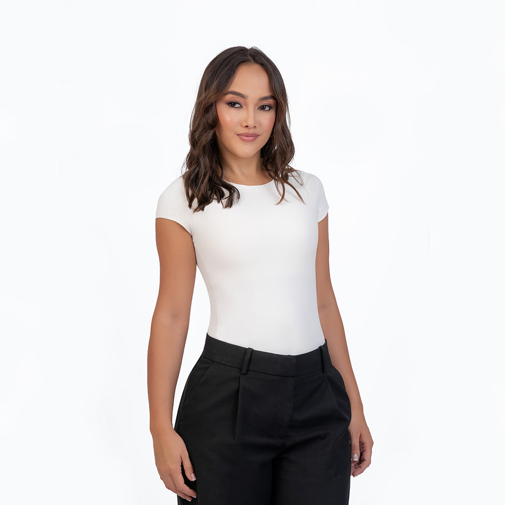 Blusa manga corta cuello alto