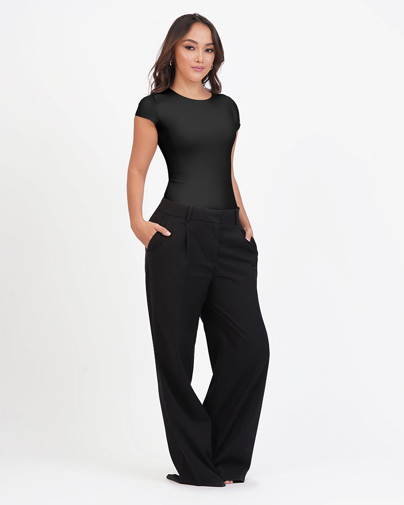 Blusa manga corta cuello alto