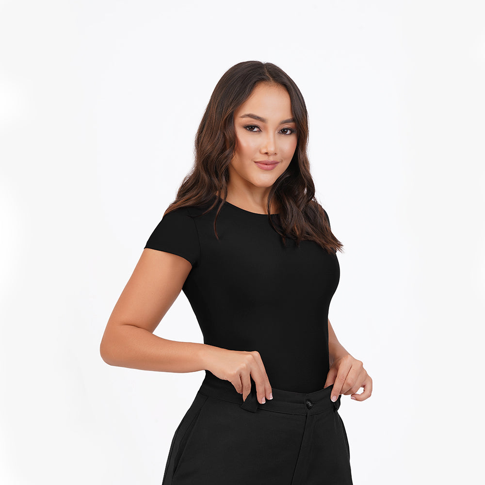 Blusa manga corta cuello alto