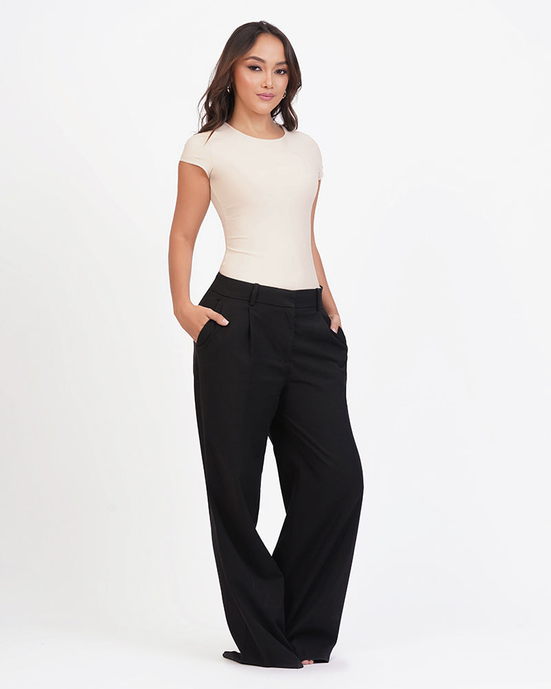 Blusa manga corta cuello alto