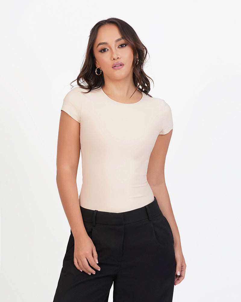 Blusa manga corta cuello alto