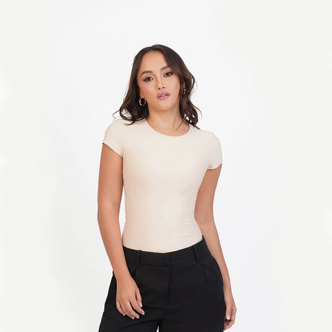 Blusa manga corta cuello alto