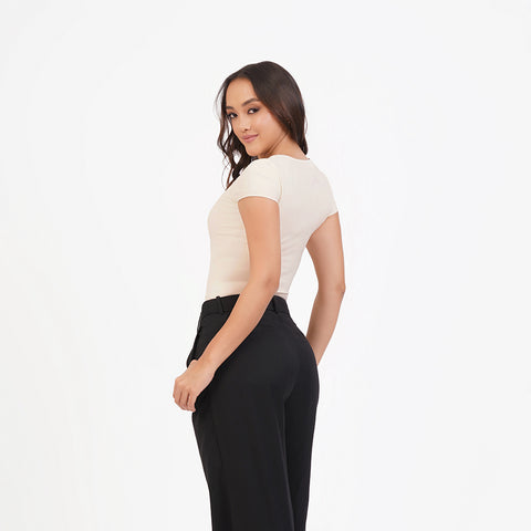 Blusa manga corta cuello alto