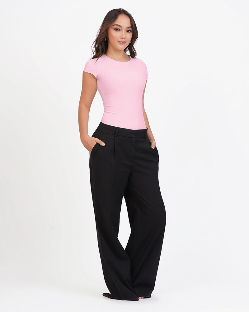 Blusa manga corta cuello alto