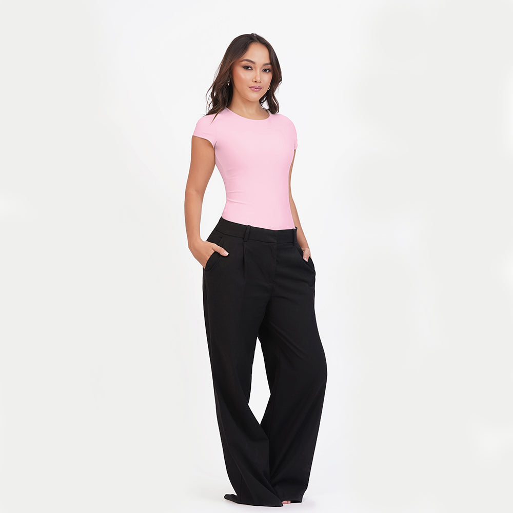 Blusa manga corta cuello alto