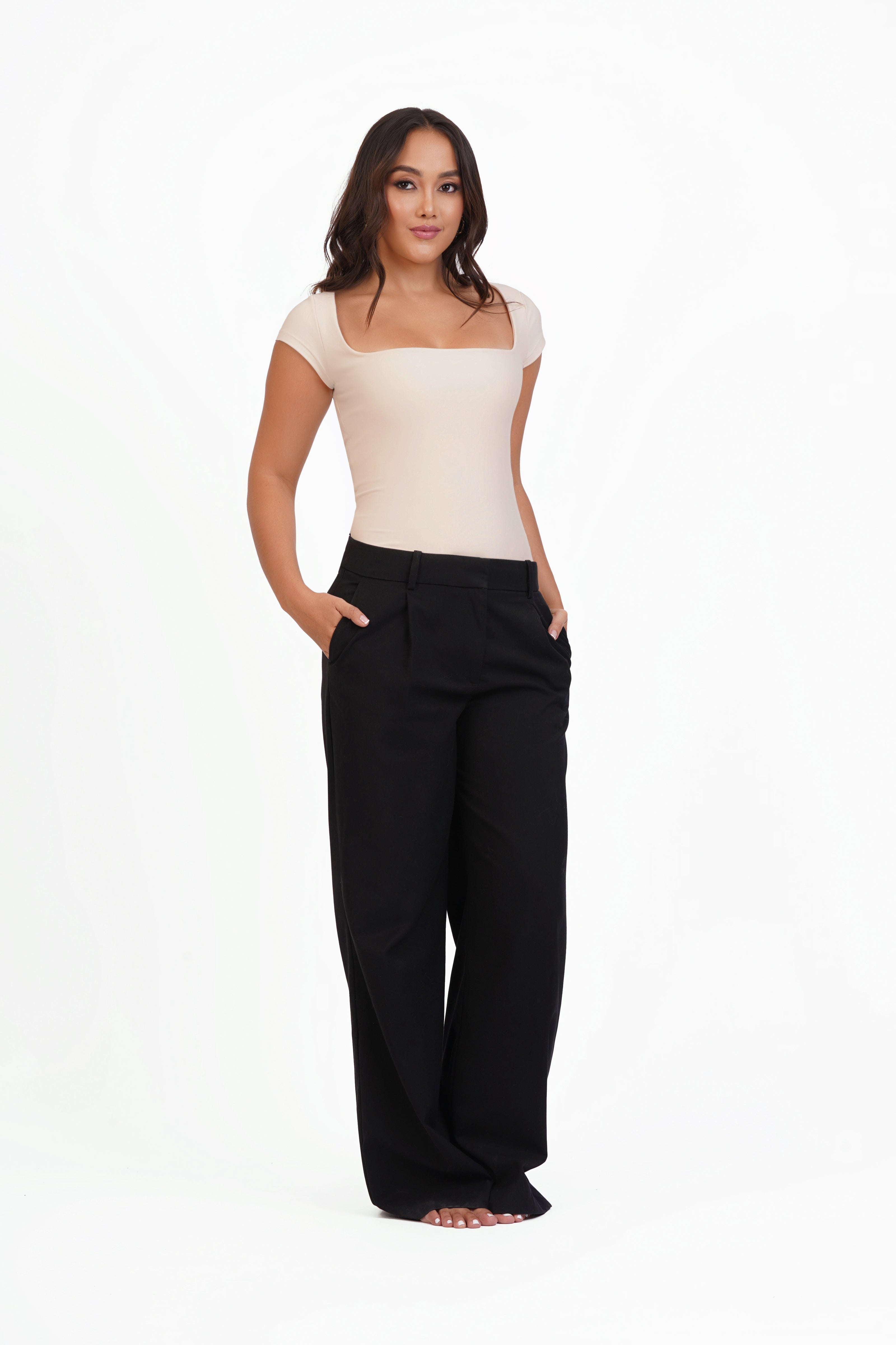 Blusa manga corta escote cuadrado