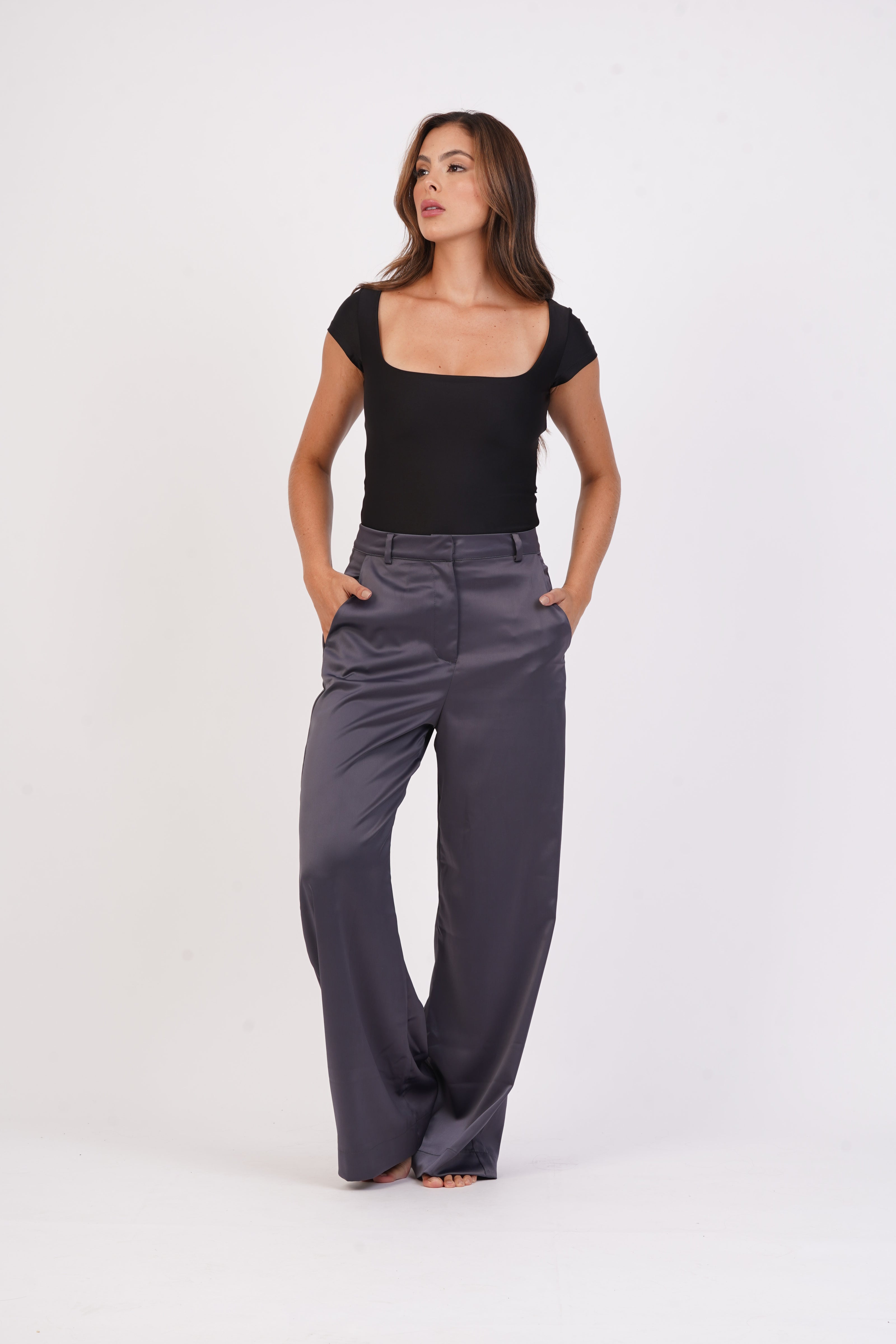 Blusa manga corta escote cuadrado