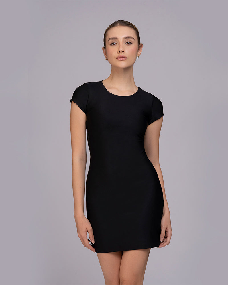 Vestido manga Corta espalda descubierta