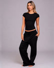 Blusa manga corta cuello alto