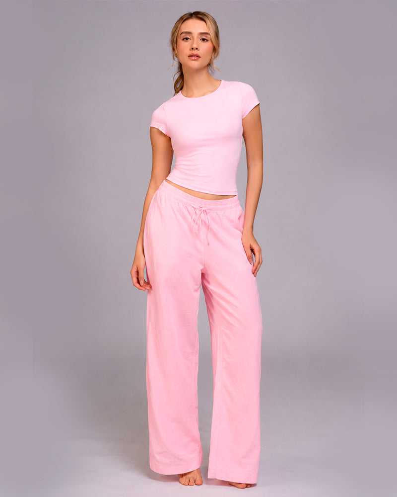 Blusa manga corta cuello alto