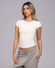 Blusa manga corta cuello alto