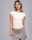 Blusa manga corta cuello alto