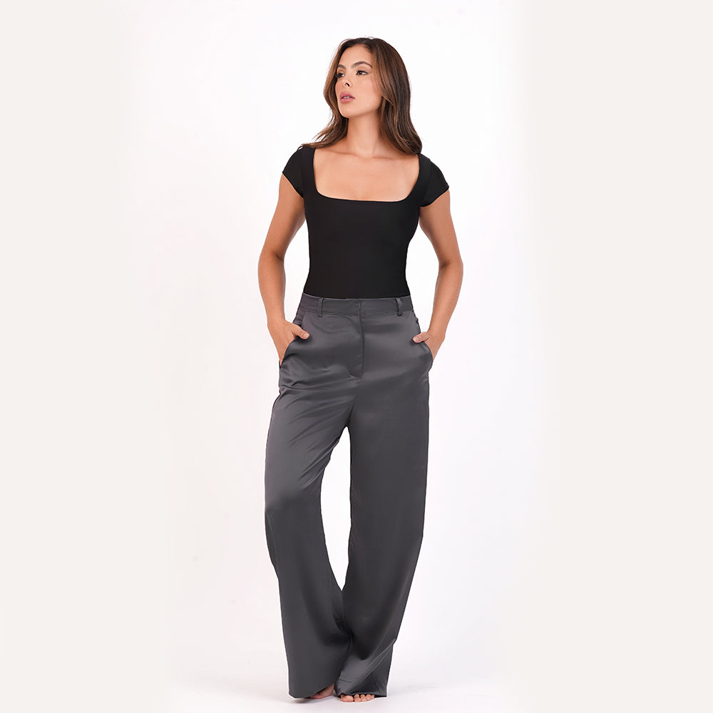 Blusa manga corta escote cuadrado